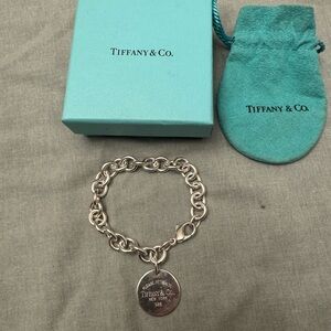 Tiffany & Co. Silver Chain Bracelet with Round Charm